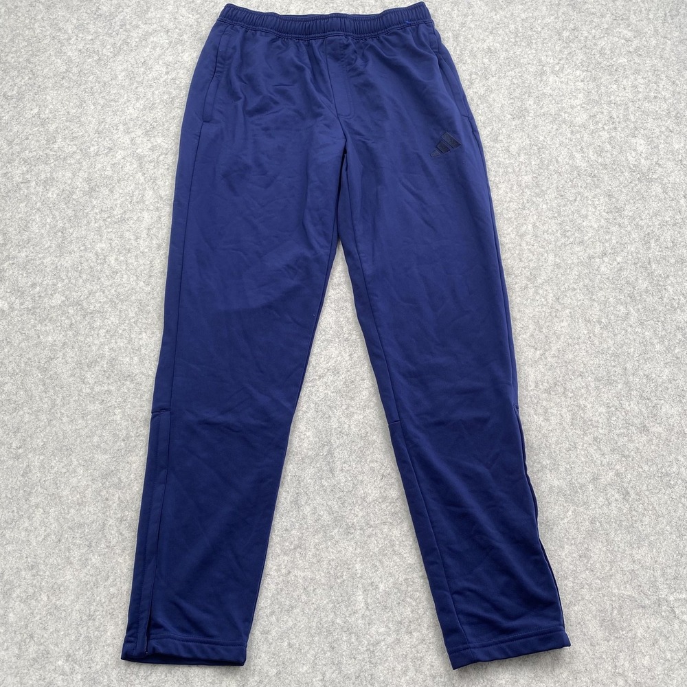 Adidas Pants Mens Large (29x30) Blue Track Joggers Zip Hem Athletic Gym